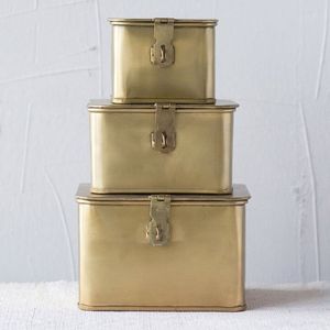 Metal Storage <b>Box</b> Rectangular Minimalist Design With Lid For Sundries 1 Layer Hinged Construction - Product Image 4