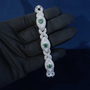 Bracelet en argent Moissanite avec pierres Moissanite roses, bracelet à maillons luxueux serti de pierres, bijoux élégants et étincelants pour femmes, cadeau - Product Image 3