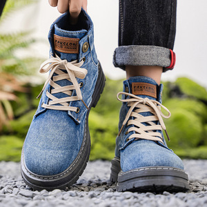 สินค้าใหม่มาแรงประจำฤดูใบไม้ผลิปี 2026 รองเท้าบูทผู้ชายไซส์ใหญ่  แบบลำลองผ้ายีนส์  ผูกเชือก  กันลื่น  แฟชั่นสำหรับทำงาน - Product Image 4