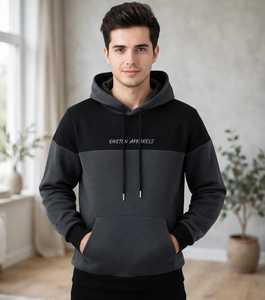 ONETEN APPARELS Sweat-shirt à capuche color-block pour homme, en polaire, manches longues, grande taille - Product Image 4
