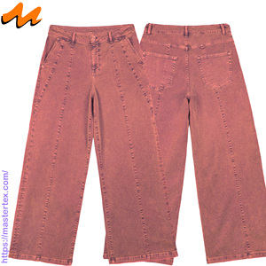 Pantalon décontracté pour femme Master Textile, coupe large, taille mi-haute, avec empiècements et surpiqûres, en tissu extensible respirant, idéal pour toutes les saisons et les occasions. - Product Image 4