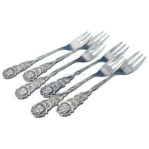 Luxury Vintage Silver <b>Fork</b> with Rose Design Handle - Antique <b>Fork</b> Set 6-Piece Elegant Dining Utensils Royal Design - Product Image 1