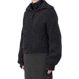 Pull col V personnalisé pour femme, nouvelle collection hiver, qualité professionnelle, en stock, tricot ample, style business décontracté, 220g, manches longues - Product Image 4