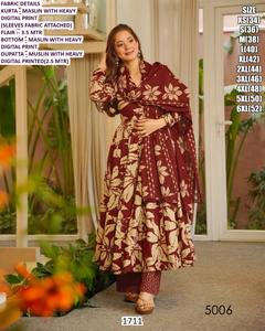 Costume traditionnel pour femmes Rani Noor, long jusqu'au sol, en mousseline à séchage rapide, avec broderie Bhandhani, pour mariage et fête, toutes saisons - Product Image 4