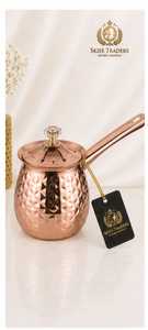 Stainless Steel Turkish <b>Coffee</b> Pot Silver Milk <b>Warmer</b> Briki with Ergonomic Brown Wooden Handle - Product Image 3