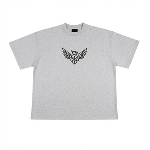 T-shirt décontracté pour homme à manches courtes et col rond, gris chiné, 100 % coton, imprimé graphique Aigle, 2026 - Product Image 1