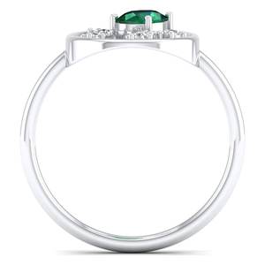 Anillo de Compromiso REYES Exquisito de Plata de Ley 925 con Moissanita, Corte Ovalado, Gema Esmeralda de 0.5 Quilates, Joyería Fina para Boda - Product Image 4