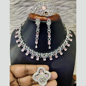 Best Fine American Diamond <b>Necklace</b> <b>Set</b> <b>Silver</b> Plated Engagement Women's Elegant Jewelry 11065515LPI - Product Image 1