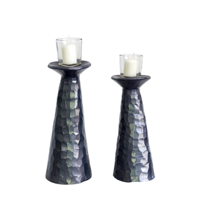 Support à bougie décoratif noir fini pour la décoration intérieure, porte-bougie de haute qualité en aluminium coulé, fait main et personnalisé - Product Image 4