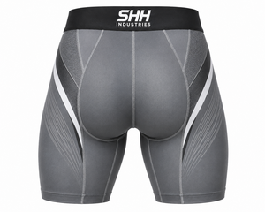 Custom Men <b>Compression</b> Shorts White Gold Sports Base Layer Gym Running Fitness Training Tights OEM Private Label Manufacturer - Product Image 2