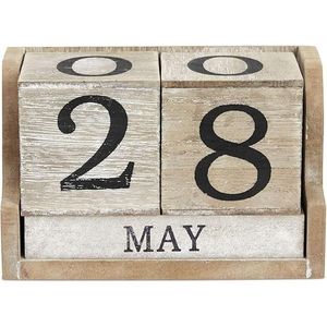 Calendario Perpetuo in Legno Stile Rustico con Blocchi per Visualizzazione Mese e Data per Insegnanti e Studenti - Product Image 1