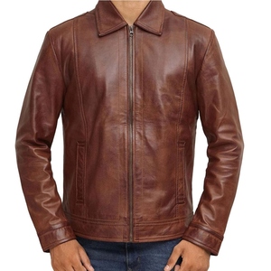 Genuine Fashion Leather Winter <b>Jacket</b> Men Removable Hood Real <b>Sheepskin</b> Brown Zipper Breathable Custom Leather <b>Jacket</b> - Product Image 2