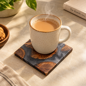 Ensemble de sous-verres en résine époxy de qualité supérieure, sous-verres décoratifs carrés, finition brillante pour tasses, mugs, table à manger, décoration de la maison et du bureau - Product Image 2
