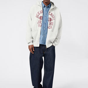 Nouvelle Tendance Automne – Sweat à Capuche Zippé en Jersey de Coton Lourd 360g pour Homme avec Impression par Sublimation Personnalisée et Lavage Vintage - Product Image 4