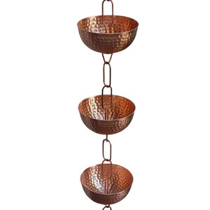 Chaîne de pluie décorative en cuivre pur, motif fleur de lotus, pour gouttière, design coquille Saint-Jacques, accent de jardin en métal pour décoration extérieure de la maison - Product Image 5