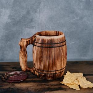Elegante Jarra de Cerveza Alta de Madera Hecha a Mano, Taza Rústica para Cerveza Artesanal, Sidra, Café, Té, Bar en Casa, Restaurante, Vajilla - Product Image 4