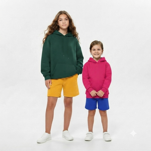 Custom LOGO Long Sleeve Pullover Hoodie And Short 2 Piece Outfits Set For Boys <b>Athletic</b> Wear Tracksuit Set For Children - Product Image 2