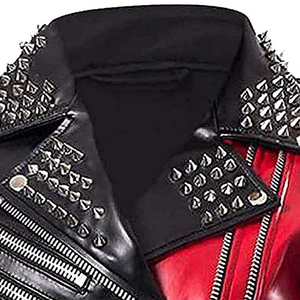 Women's <b>Leather</b> Varsity Jacket with Studded <b>Rivets</b> for Street-Wear Motorcycle Outfits - Product Image 3