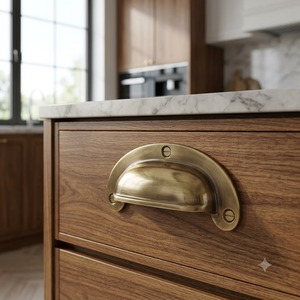Poignées de meuble en laiton antique, quincaillerie élégante pour un style vintage, charme de l'ancien monde, poignées de tiroir pour espaces modernes, poignée en coupelle - Product Image 3
