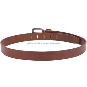 Ceinture décontractée pour homme en cuir véritable texturé marron de qualité supérieure avec boucle élégante en laiton argenté mat - Product Image 3