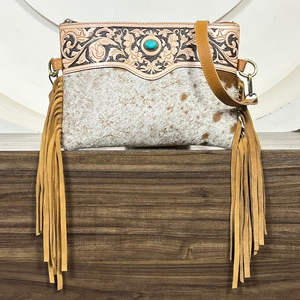 Bolsos de Hombro de Moda para Mujer, Precio al por Mayor OEM ODM, Bolsos de Cuero con Piel de Vaca, Correa Ajustable, Gran Capacidad, con Flecos - Product Image 5