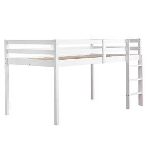 Letto a castello in legno di pino con traliccio e scaletta dritta, bianco - per bambini - Product Image 6