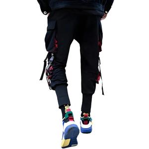 Pantalon cargo techwear streetwear pour homme, multi-poches, joggers tactiques, hip hop, rubans, sangles, pantalon harem, noir, vêtements urbains - Product Image 3