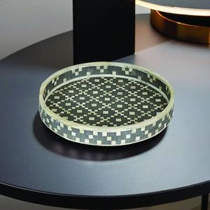 Plateau de service pour le petit-déjeuner de style arabe indien moderne de luxe avec incrustations en os, compatible lave-vaisselle pour les aliments - Product Image 3