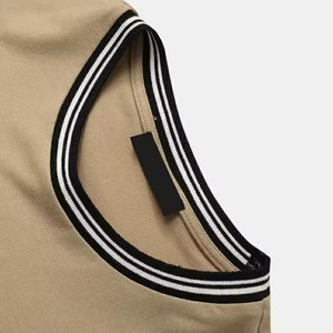 Camiseta de Manga Corta Oversize de Punto para Hombre, Cuello con Puño Acanalado, Unisex, Logotipo Personalizado, OEM, Marca Privada, Venta al Por Mayor - Product Image 3