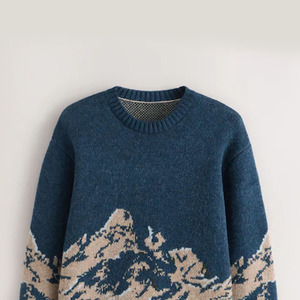 เสื้อสเวตเตอร์คอกลมผู้ชาย ลายภูเขา ทรงปกติ ใส่สบายในฤดูหนาว ผลิตจากอะคริลิก 100% ลายถักแบบแจ็คการ์ด - Product Image 2