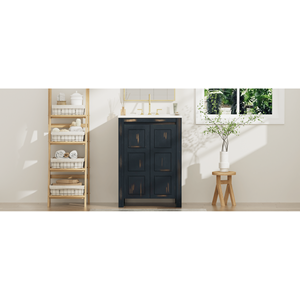 24x18x34 pollici stile Vintage piccolo bagno Combo 2 porte Soft-close con lavello in ceramica - Product Image 4