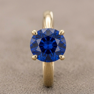 <b>Blue</b> Sapphire Solitaire Diamond <b>Ring</b> in 14K Gold Round Brilliant Women Wedding Band Anniversary Jewelry - Product Image 2