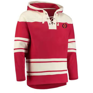 Sweat-shirt d'hiver personnalisable 100 % coton pour homme, coupe oversize, broderie lacets de hockey sur glace, coupe-vent personnalisé - Product Image 2