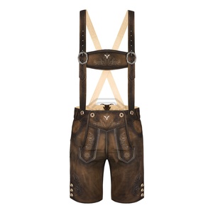Pantalones Cortos de Hombre de Diseño Moderno, Estilo Bávaro Tradicional, de Cuero de Ante Ecológico, con Bordado, Lederhosen - Product Image 1