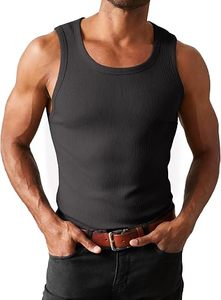 Camisetas sin mangas acanaladas para hombre, tela elástica suave, silueta ajustada, transpirables, cómodas, ideales para entrenamiento en el gimnasio - Product Image 6