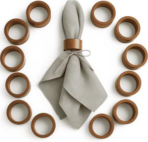 Anneaux de serviette en bois faits à la main, écologiques, ronds de 4,5 cm, pour la décoration de table, supports de serviettes décoratifs pour la maison, les fêtes et les mariages - Product Image 3