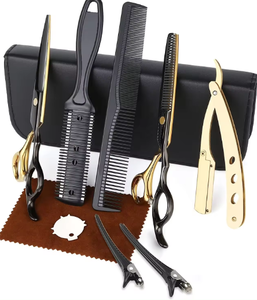 Tijeras de Corte de Pelo Profesionales de Acero Inoxidable de Alta Calidad, Color Negro Dorado, para Barbería, de Ariston International - Product Image 1