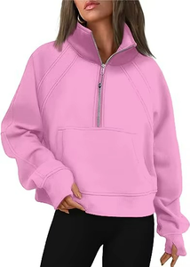 Sudadera con Capucha de Algodón Orgánico Personalizada DUOLLB para Mujer, Sudadera de Alta Calidad, Casual, de Manga Larga, con Media Cremallera, Talla Grande - Product Image 1