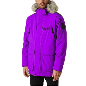 Veste d'hiver pour homme avec capuche en fourrure, imperméable, décontractée, épaisse, fermeture éclair sur le devant, logo brodé, couleur unie, coupe classique - Product Image 3