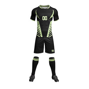 five B Custom Sublimation Soccer Jersey Set Black with Teal Accents Short Sleeve Moisture Wicking <b>Athletic</b> Fit for Men OEM ODM - Product Image 5