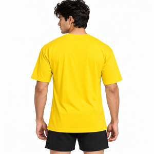 Camiseta de Manga Corta Amarilla para Hombre, 100% Algodón, Talla Grande, Lisa, con Espacio para Logotipo, Cuello Redondo, Informal - Product Image 2
