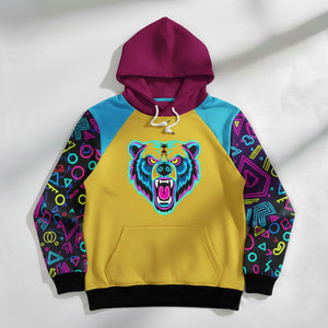 Sweat à capuche néon futuriste pour homme, imprimés design cyber et circuits électroniques, haut de gamme haute définition, style techwear - Product Image 1