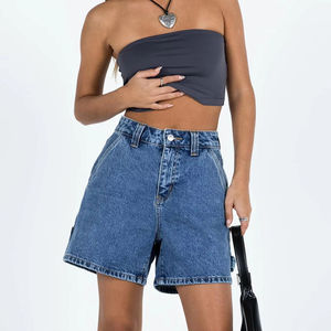 Bulk <b>Women</b> <b>Jean</b> Shorts Vintage Inspired Denim Shorts Washed Blue <b>Jean</b> Shorts Custom Logo Low MOQ - Product Image 1