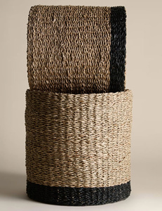 ชุดตะกร้าซักผ้าทรงกลมแบบซ้อนได้ 2 ใบ ตะกร้าเก็บของในบ้าน ของตกแต่งห้องนอน ฐานสีดำ - Product Image 2