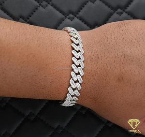 Pulsera de Lujo con Doble Hilera de Eslabones en Forma de Espina de Pescado, con Moissanita y Piedras de Color D VVS, Totalmente Cubierta de Diamantes, Joyería de Alta Gama - Product Image 2