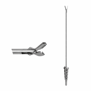 Pinzas Rusas Premium Curvas Izquierdas, Eje de 5mm, Puntas Ovaladas Dentadas, 25cm de Longitud de Trabajo, 35cm de Longitud Total – ZETOMEDPRO - Product Image 1