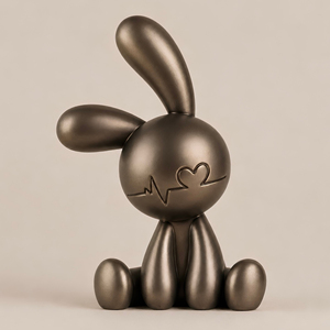 HEARTBEAT BUNNY <b>DECORATIVE</b> SCULPTURE Bronze Cartoon Animal Figure Contemporary Artistic Tabletop Home <b>Decor</b> Living Room <b>Valentin</b> - Product Image 2