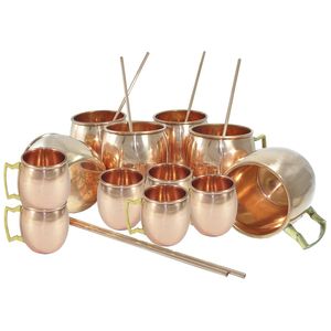 Hammered copper mug <b>set</b> artisan reusable <b>beverage</b> drink cups premium cocktail mugs copperware <b>serving</b> collection - Product Image 5