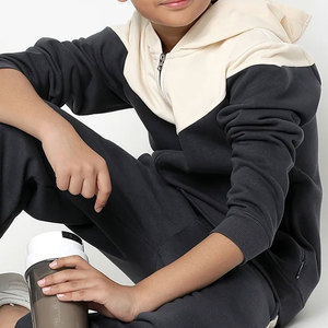 Unisex Color Blocking Tracksuit Full <b>Zip</b> <b>Hooded</b> Sweatshirt With Side Pockets Regular Fit Polyester Cotton Autumn Wear - Product Image 3