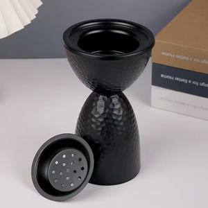 Diffuseur de parfum de table élégant Mabkhara noir martelé contemporain avec plateau résistant à la chaleur pour la décoration intérieure - Product Image 1
